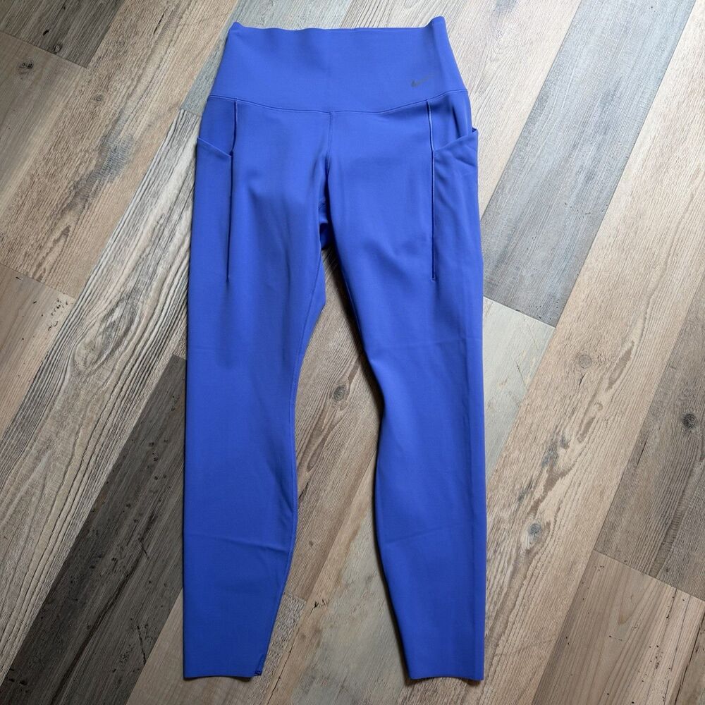 Nike Universa Dri-FIT High Rise Leggings Blue Side Pocket Women's M